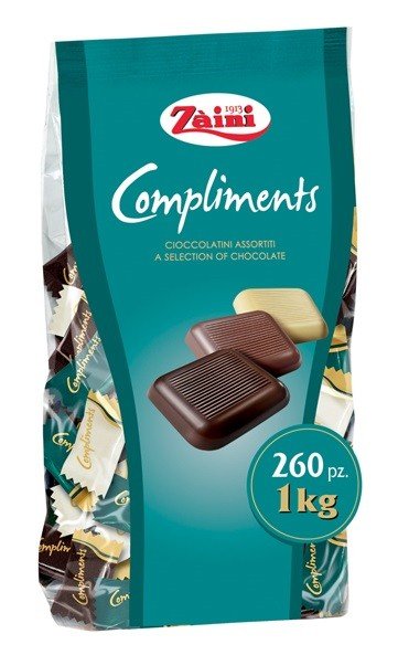 Zaini "Compliments" tumšās/piena/baltās šokolādes asorti 1 kg/260 gb.